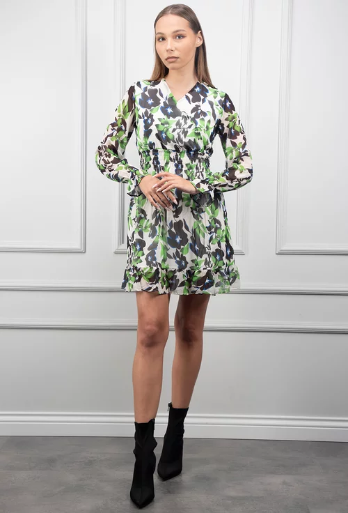 Rochie cu imprimeu verde si negru