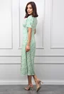 Rochie cu nasturi si imprimeu verde
