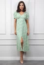 Rochie cu nasturi si imprimeu verde
