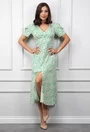 Rochie cu nasturi si imprimeu verde