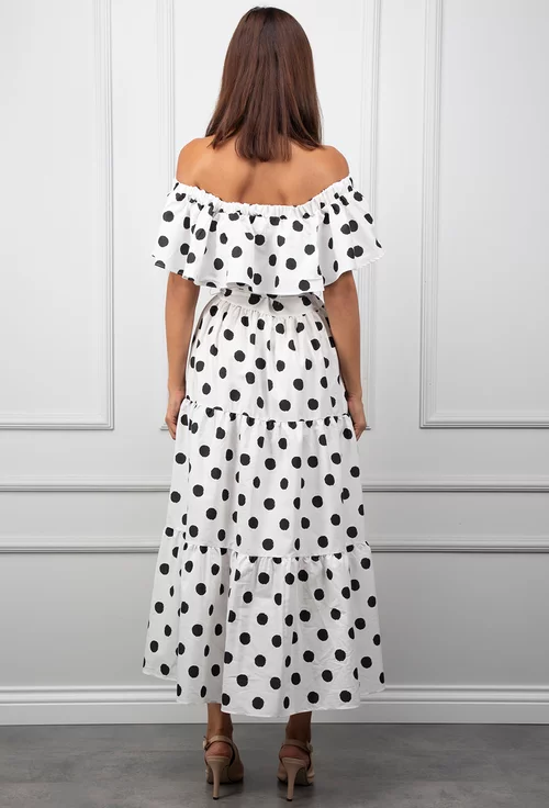 Rochie de vara alba cu buline negre