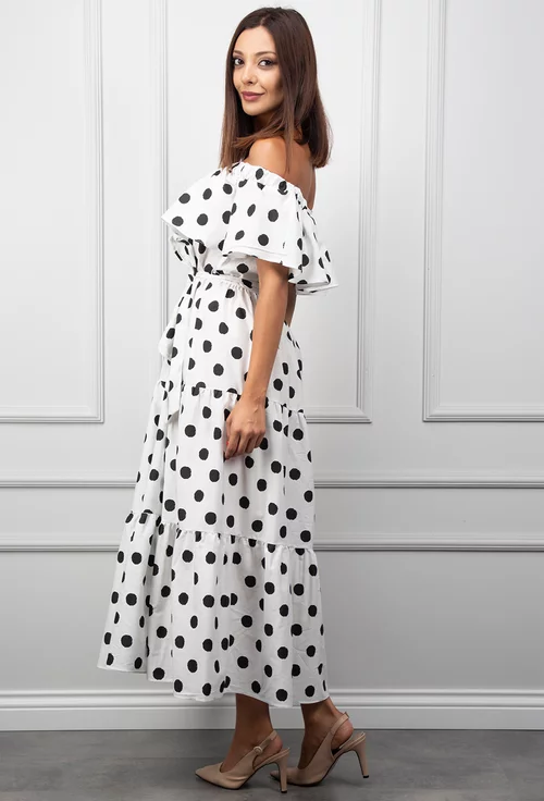 Rochie de vara alba cu buline negre