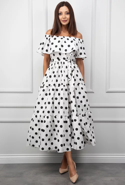 Rochie de vara alba cu buline negre