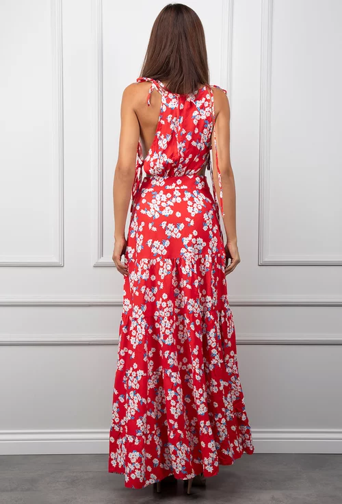 Rochie de vara rosie cu imprimeu floral