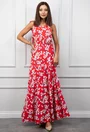 Rochie de vara rosie cu imprimeu floral