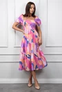 Rochie de vara roz multicolora
