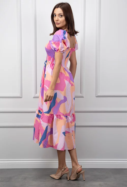 Rochie de vara roz multicolora