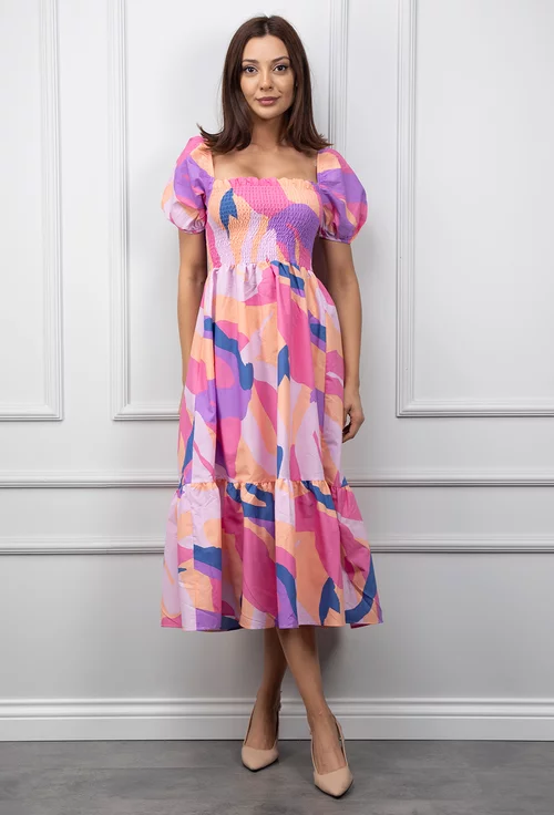 Rochie de vara roz multicolora