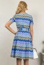 Rochie de zi bleu cu imprimeu geometric Lorelai