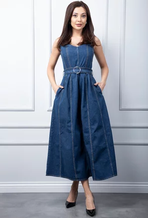Rochie denim cu buzunare