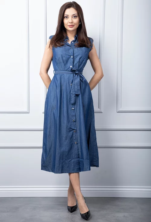 Rochie denim cu inchidere capse
