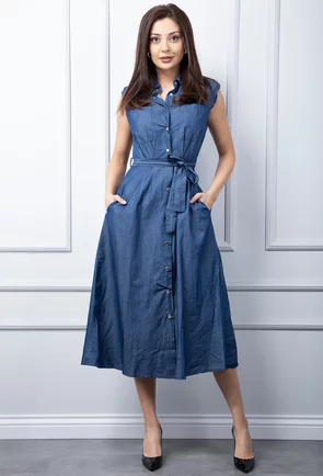 Rochie denim cu inchidere capse