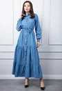 Rochie denim cu volane late