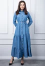Rochie denim cu volane late