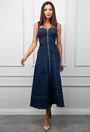 Rochie din denim cu fermoar in fata