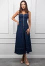 Rochie din denim cu fermoar in fata