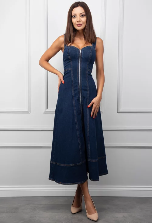 Rochie din denim cu fermoar in fata