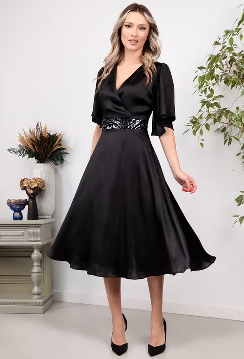 Rochie eleganta neagra cu paiete aplicate