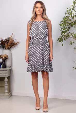 Rochie gri cu buline