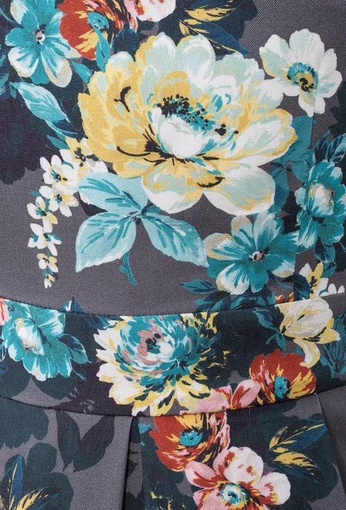 Rochie gri cu imprimeu floral colorat Patrice