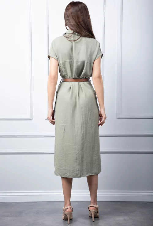 Rochie kaki cu inchidere nasturi
