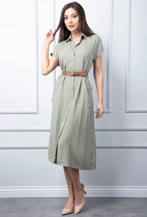 Rochie kaki cu inchidere nasturi