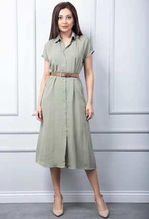 Rochie kaki cu inchidere nasturi