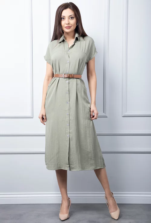 Rochie kaki cu inchidere nasturi