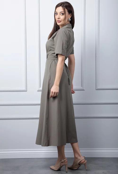 Rochie kaki cu nasturi