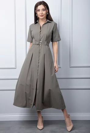 Rochie kaki cu nasturi