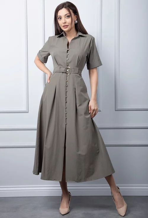 Rochie kaki cu nasturi