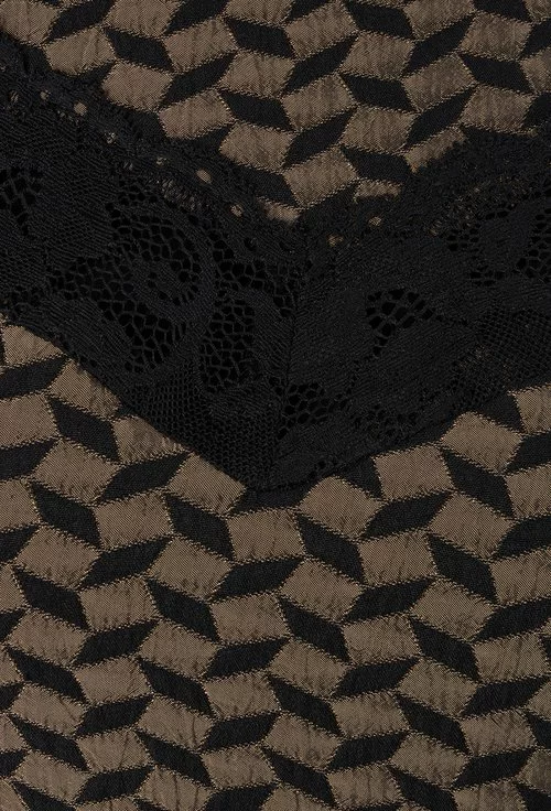 Rochie kaki cu negru cu imprimeu geometric Ema