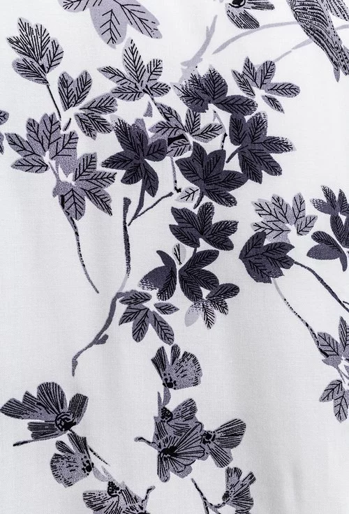 Rochie midi alba cu imprimeu floral lila inchis Thea