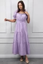 Rochie mov cu talia elastica