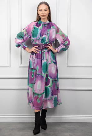 Rochie mov cu verde