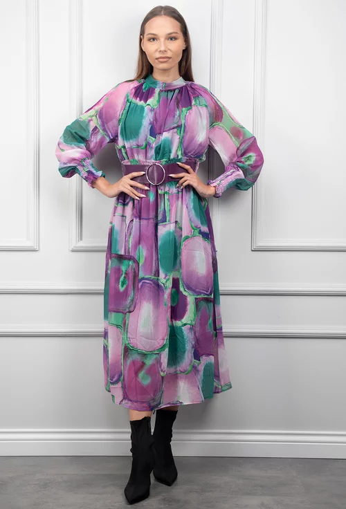 Rochie mov cu verde