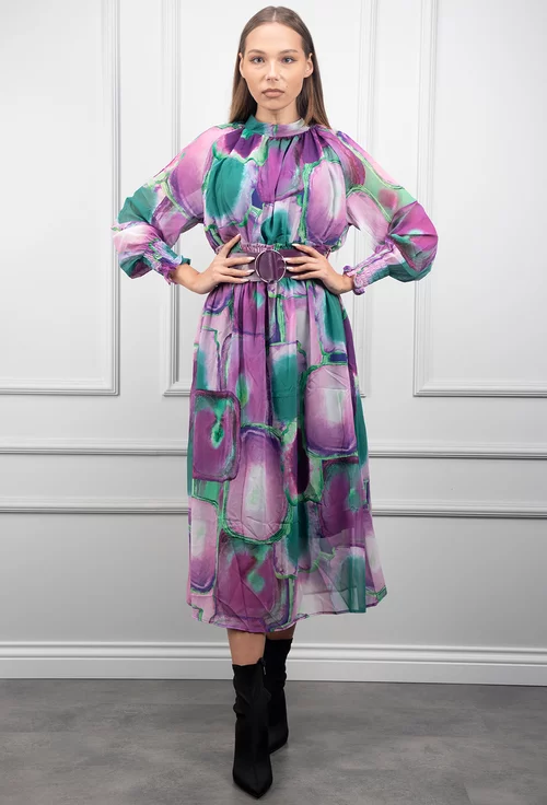 Rochie mov cu verde