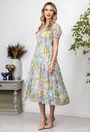 Rochie multicolora cu volane late