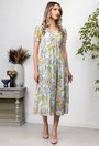Rochie multicolora cu volane late