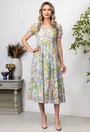 Rochie multicolora cu volane late