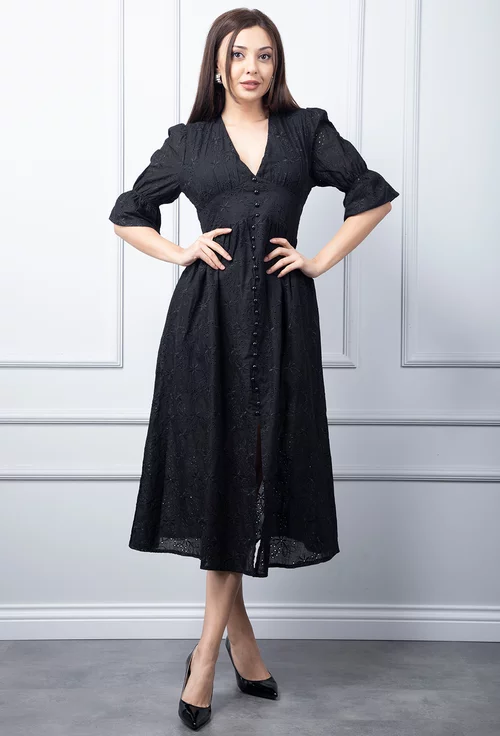 Rochie neagra cu decolteu in V