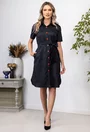 Rochie neagra cu dungi si buzunare