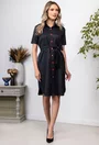 Rochie neagra cu dungi si buzunare