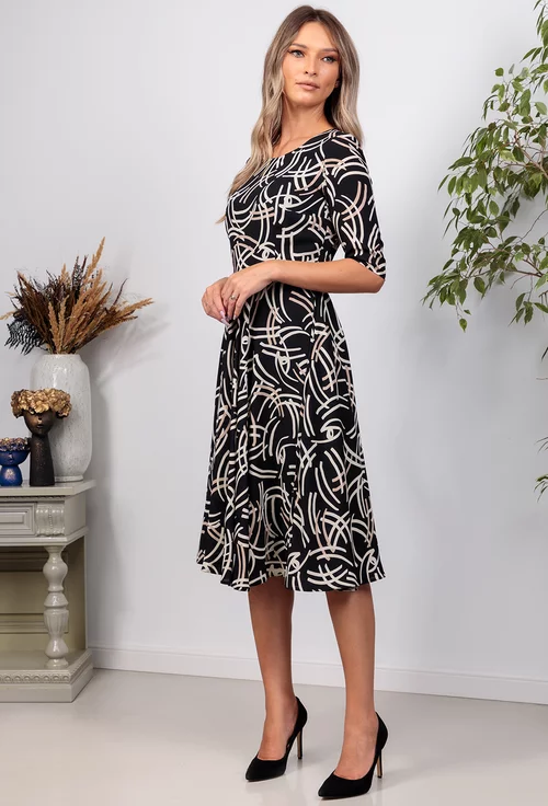 Rochie neagra cu imprimeu
