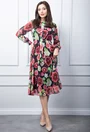 Rochie neagra cu imprimeu floral multicolor
