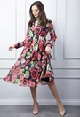 Rochie neagra cu imprimeu floral multicolor