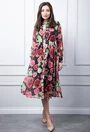 Rochie neagra cu imprimeu floral multicolor