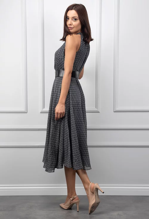 Rochie neagra cu imprimeu gri