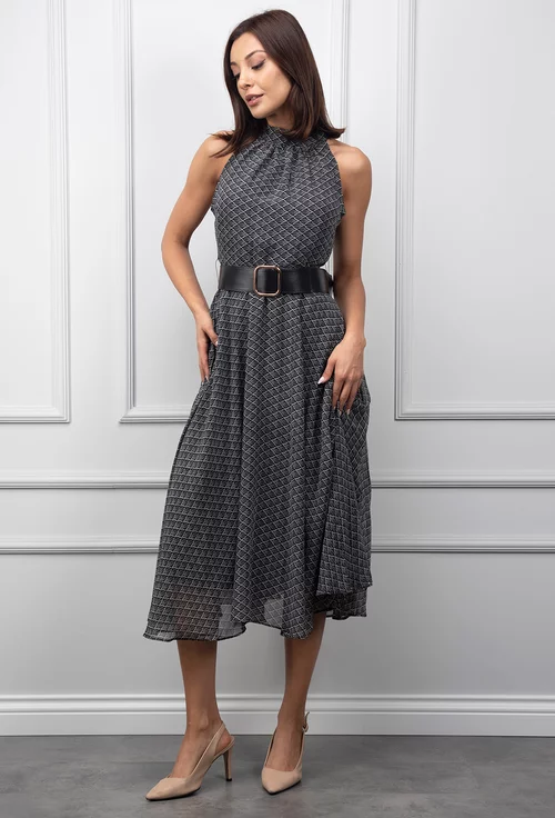 Rochie neagra cu imprimeu gri