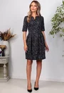 Rochie neagra cu imprimeu si buzunare